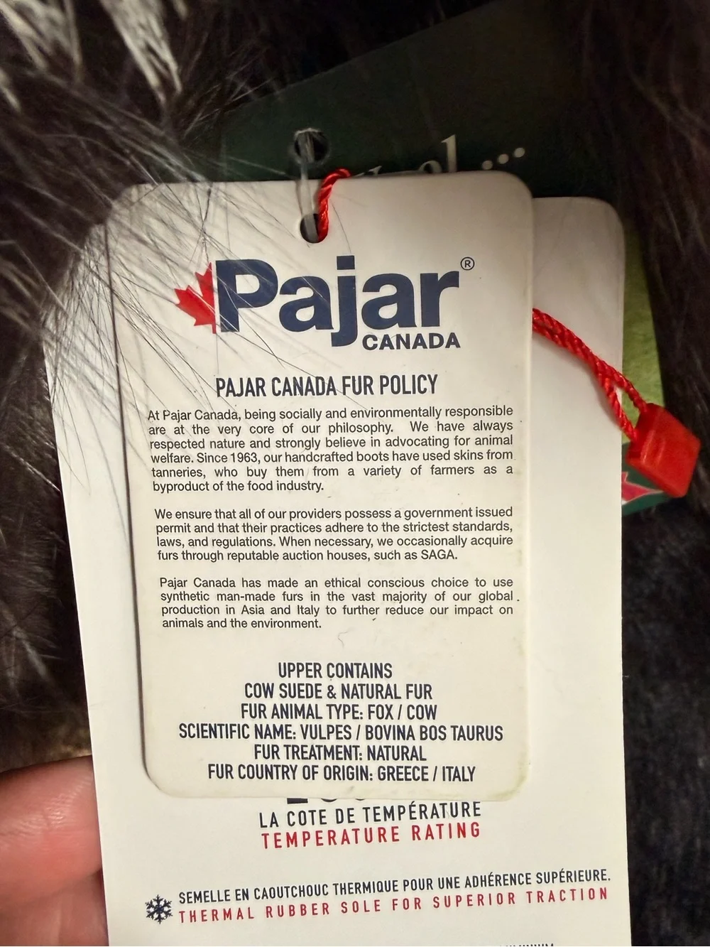 Pajar Wool Lined Fox Fur and Calf Skin Waterproof Wedge Boots Size 37